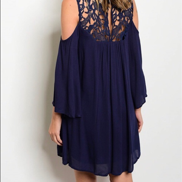 NOT FOR SALE! 🆕 Navy Cold Shoulder Dress - Picture 3 of 3